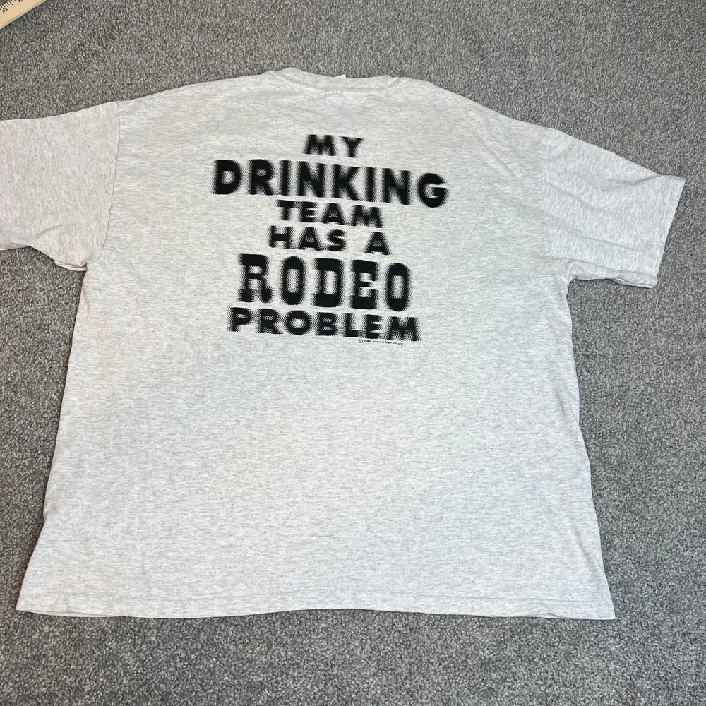 Vintage Over Under Shirt Mens XL Gray Funny Rodeo Drinking Team Western 90s 1996